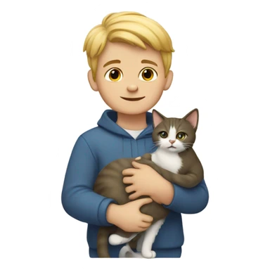 Little white boy with cat sticker