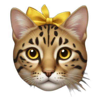 a spotted cat with yellow eyes and a bow on his head sticker