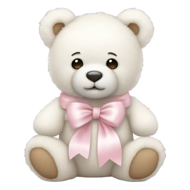 white teddy bear with pastel pink bows sticker
