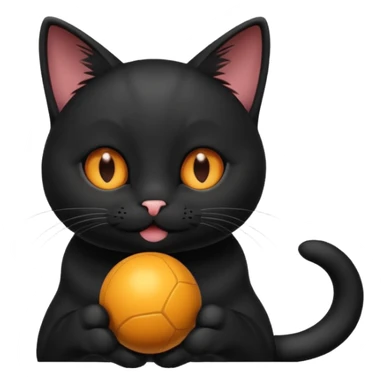 happy black cat playing with small ball sticker
