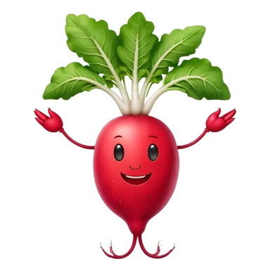 cool smiling radish with white rootlets shaped like walking legs sticker