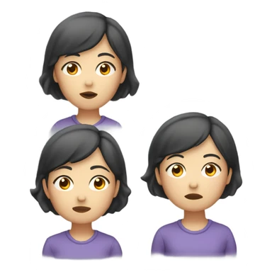  a 35-year old, female, Asian woman, short hair, inquisitive, hand on chin, deep thinking sticker