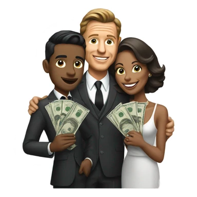 sinatra with one male friend one lady friend and money sticker