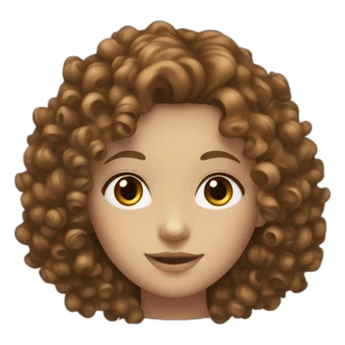 brown curly hair white skinned girl brown eyes sticker