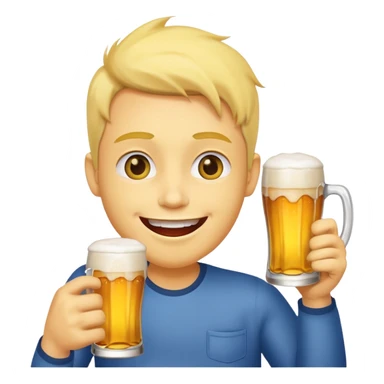 Yellow face woth a happy expression holding a beer sticker