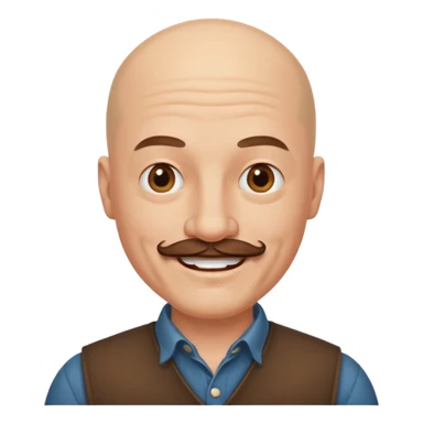 bald and mustached western man sticker