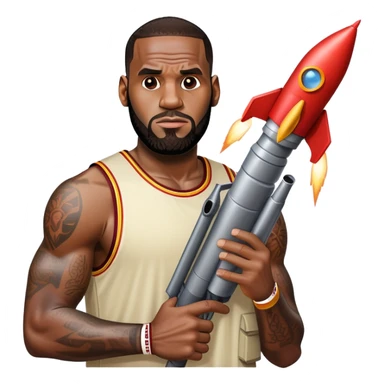 LeBron James with a rocket launcher  sticker