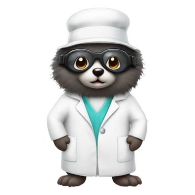 A cute fuzzy mole wearing a labcoat and goggles sticker
