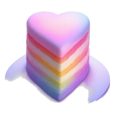 Iridescent gradient hue heart shaped cake with piping sticker