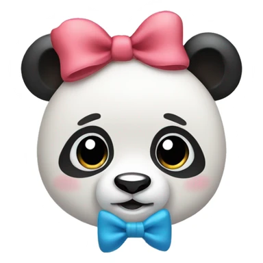 Panda teddy bear with bow on ear sticker