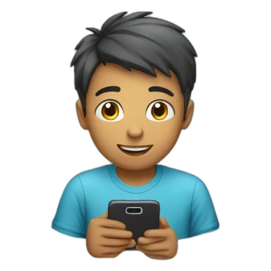 Boy using phone sticker