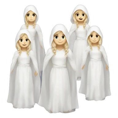 Six white Caucasian girls in ghost costumes Caucasian white  sticker