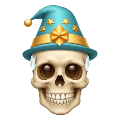 Skull with a celebration hat and happy sticker