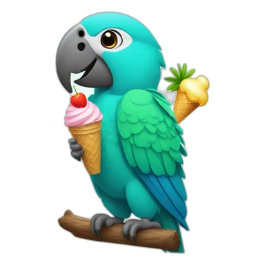 parrot eat ice cream  sticker