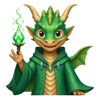A dragon wearing wizard robes, casting a spell with a curious grin, portrait, bust up sticker