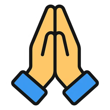 color outlined icon of praying hands sticker