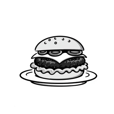 veggie burger, hand drawn doodle style sticker