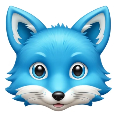 blue fox with big eyes getting a gentle nose boop, playful, emoji style sticker