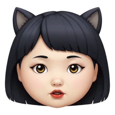 chubby Asian girl, age 14, baby face, wolf cut hairstyle, goth style sticker