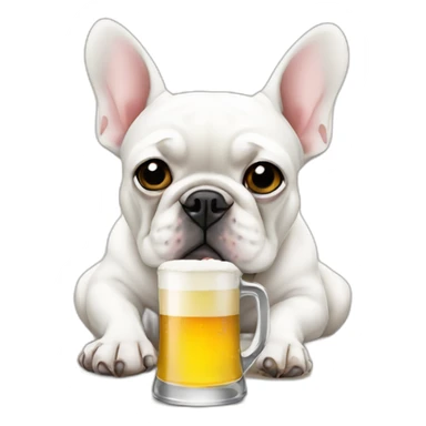 depressed-white FRENCH BULLDOG-drinking beer sticker