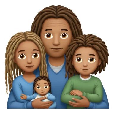 Brown family of 3 with a dad with long locs mom with shorter locs a 8 yr old boy light skinned brown with long braids and a 6 yr old with a small fro and a little baby boy that looks like the dad sticker