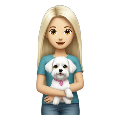 Girl with white maltese dog sticker