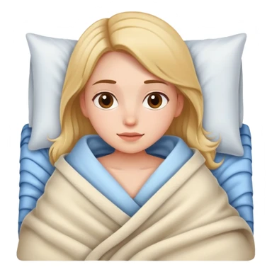 Girl in bed with blanket over her sticker
