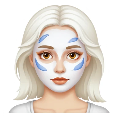 Woman painting own face with white paint sticker