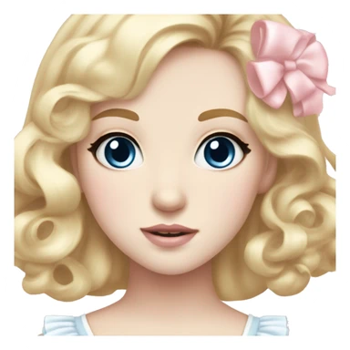 sweet lolita blond hair blue eyes white skin light pink dress sticker