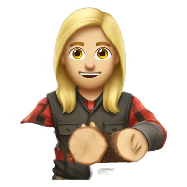 white lumberjack blond hair chopping firewood sticker