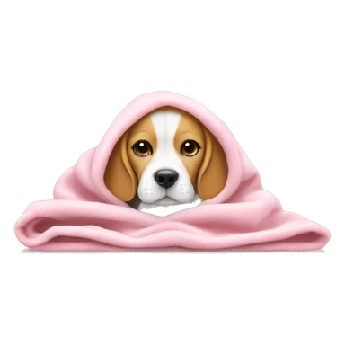 cute lemon and white beagle in cozy pink blanket  sticker