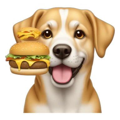 Chien qui mange un burger sticker