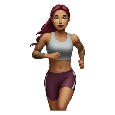 Beautiful tattooed  burgundy long haired woman jogging sticker
