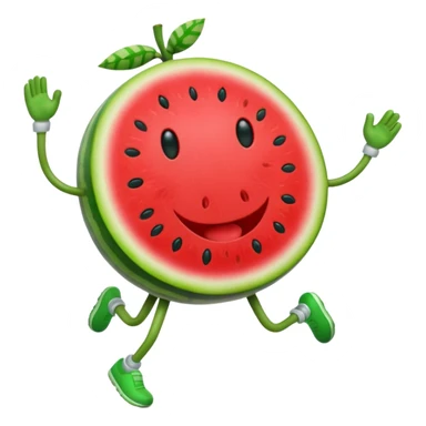 Running Watermelon fruit with arms and legs  sticker