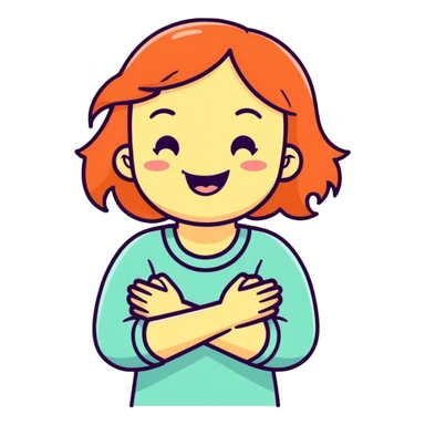 choking hands crossed laughing girl sticker