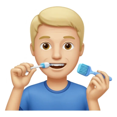 man brushing his teeth sticker
