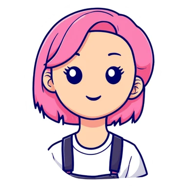 white girl with pink hair sticker