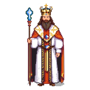 Russian Tsar with ornate crown, luxurious royal robes, long beard, holding scepter sticker