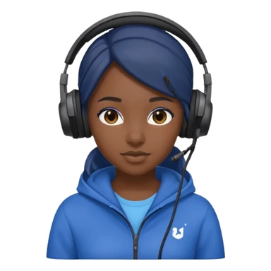 black girl streamer with blue gaming head set sticker