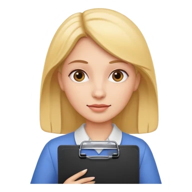 woman holding a clipboard sticker