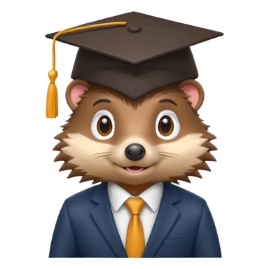 A hedgehog student dressed in a suit and wearing a square academic cap. sticker