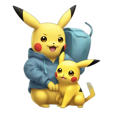 Pikachu and Mew from Pokémon  sticker