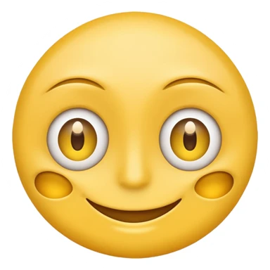 Standard yellow smile emoji but with both eyes looking in different directions. Deadpan no smile sticker