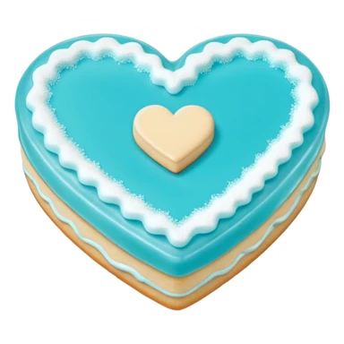 Realistic shortbread cookie in the shape of a heart with Tiffany blue color jelly middle filling and sprinkled powder sugar on top. sticker
