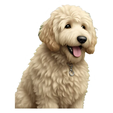fluffy dog  Goldendoodle enjoying the outdoors sticker