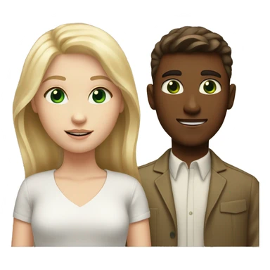 White boy with blonde hair and green eyes next to white girl with brown hair and brown eyes sticker