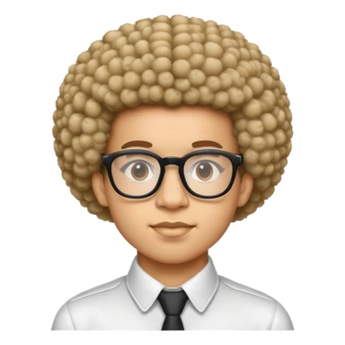 light skin nerd with glasses and afro hairstyle sticker