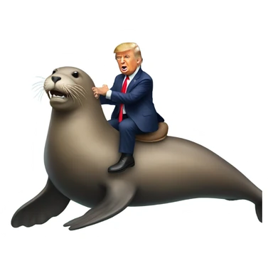 Trump riding a sea lion sticker
