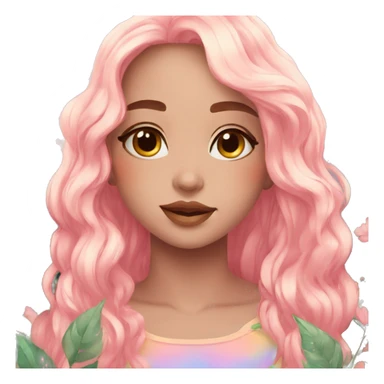 Dreamy pretty shiny colorful girl in nature aesthetic sticker