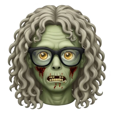 Zombie with long curly hair and black glasses  sticker